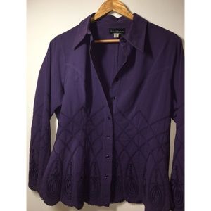 100% cotton Purple button down top.